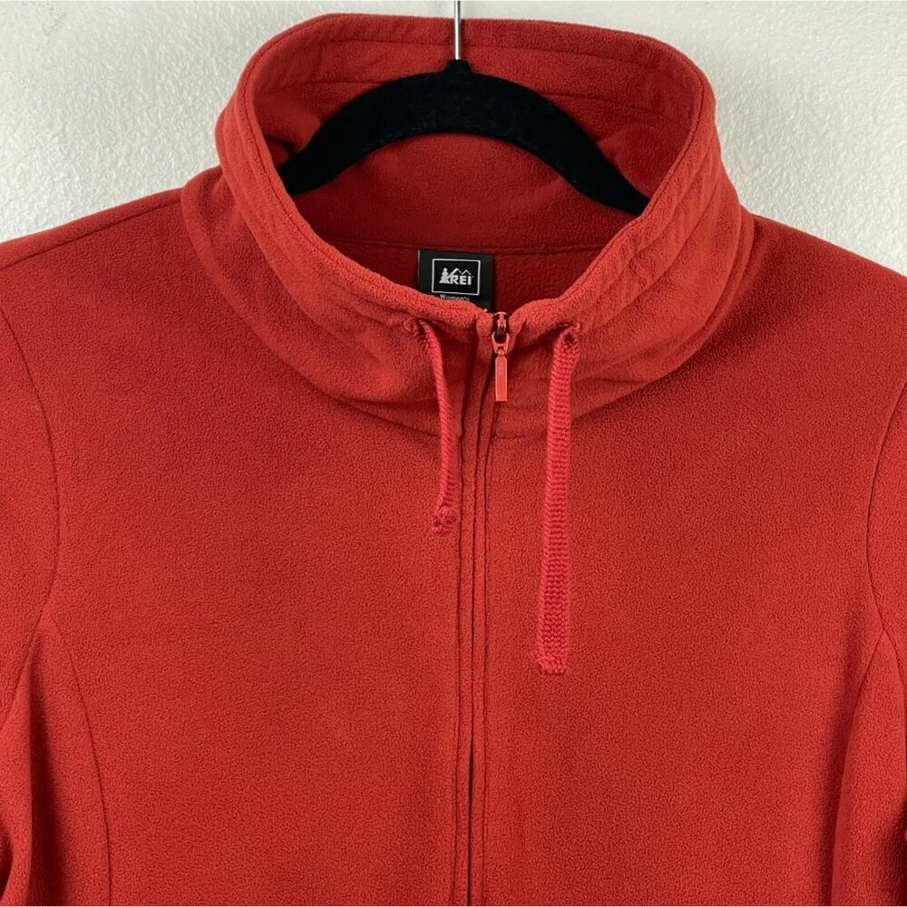REI Sweater Women's Size S Fleece Pullover Half Zip Turtleneck Ruched Sleeve Red - Picture 3 of 8